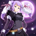  1girl belt breasts closed_mouth fram_nara gloves gundam gundam_age hair_tubes long_hair looking_at_viewer purple_hair runaru solo twintails violet_eyes wrist_cuffs 