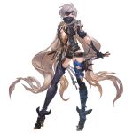  1girl arm_at_side ass_visible_through_thighs breasts dagger eyepatch granblue_fantasy high_heels holding holding_dagger holding_weapon knife medium_breasts minaba_hideo official_art red_eyes short_hair silver_hair simple_background solo standing tanya_(granblue_fantasy) thigh-highs transparent_background weapon 
