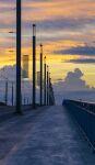  bridge clouds cumulonimbus_cloud dawn hoshiumisora lamppost morning original road scenery street sunlight sunrise 