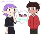  1boy 1girl amber_eyes amity_blight brown_eyes brown_hair female male marco_diaz purple_hair star_vs_the_forces_of_evil the_owl_house 