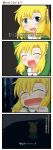  1girl 4koma aruva blonde_hair comic crying highres ib long_hair mary_(ib) open_mouth smile solo tears translation_request 