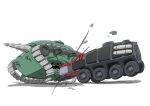  armored_vehicle attack caterpillar_tracks commentary_request debris drill from_side gatling_santouhei ground_vehicle highres military military_vehicle motor_vehicle no_humans original shadow simple_background sketch tank vehicle_focus wheel white_background 