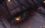  1girl black_hair close-up eye_focus eyelashes glowing grey_eyes guweiz half-closed_eye highres original reflection solo 