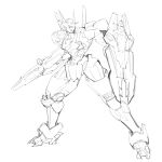  cosmikaizer english_commentary greyscale gun gundam gundam_aerial gundam_suisei_no_majo highres holding holding_gun holding_shield holding_weapon looking_to_the_side mecha mobile_suit monochrome no_humans science_fiction shield sketch solo v-fin weapon 