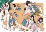  2boys 3girls angry babigonice barefoot beach bikini black_hair blonde_hair blue_eyes blush breasts cloud_strife earrings english_text feet final_fantasy final_fantasy_vii final_fantasy_vii_remake flower hair_flower hair_ornament heart hetero holding jewelry kiss kissing_shoulder large_breasts long_hair midriff multiple_boys multiple_girls navel palm_tree red_eyes spiky_hair swimsuit tifa_lockhart tree white_bikini yuffie_kisaragi 