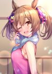  1girl absurdres alisia0812 animal_ears bangs blue_bow blurry blurry_background bow breasts brown_eyes brown_hair 