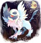  absol akadako animal_focus bangs black_sclera border bright_pupils claws colored_sclera commentary_request crescent dated_commentary feathered_wings floating full_body hair_over_one_eye looking_at_another looking_back looking_up lunatone mega_absol mega_pokemon night no_humans one-hour_drawing_challenge one_eye_covered outdoors partial_commentary pokedex_number pokemon pokemon_(creature) red_eyes solo_focus standing star_(symbol) white_border white_hair white_pupils white_wings wings 
