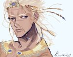  1boy battle_tendency blonde_hair braid earrings facial_mark hoop_earrings jewelry jojo_no_kimyou_na_bouken lip_ring male_focus no_headwear solo supocon tattoo wamuu 