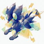  animal_focus closed_mouth colored_sclera commentary_request from_side frown full_body highres kotone11152 luxray no_humans pokemon pokemon_(creature) red_sclera solo twitter_username yellow_eyes 