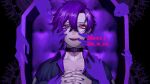  +_+ 1girl black_nails choker hair_ornament highres jewelry kamato_il original own_hands_together purple_theme ring sitting solo twitter_username upper_body violet_eyes 