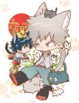  :3 animal_ears bakugou_katsuki blazer blonde_hair boku_no_hero_academia cat cat_boy cat_ears cat_tail chibi collared_shirt freckles green_hair green_pants jacket looking_at_another male_focus maneki-neko maneki-neko_(fujifuji) midoriya_izuku necktie pants paw_print red_eyes red_necktie school_uniform shirt spiky_hair sweatdrop tail tongue tongue_out u.a._school_uniform white_shirt 