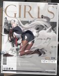  1girl artist_request bag barcode black_footwear black_jacket black_legwear black_skirt c14_(girls&#039;_frontline) c14_(new_staff)_(girls&#039;_frontline) c14_timberwolf character_name closed_eyes collared_shirt copyright_name cup disposable_cup formal full_body girls_frontline gun high_heels high_ponytail highres jacket long_hair long_sleeves necktie office_lady official_alternate_costume official_art open_clothes open_jacket open_mouth pantyhose pencil_skirt promotional_art red_necktie rifle scope shirt shoulder_bag silver_hair skirt skirt_suit sniper_rifle solo suit torn_clothes torn_legwear torn_skirt weapon white_shirt 