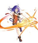  bangs bare_shoulders blue_hair child fingerless_gloves fire_emblem fire_emblem:_path_of_radiance fire_emblem_heroes flat_chest full_body gloves green_eyes hairband highres long_hair mia_(fire_emblem) non-web_source official_art overalls shiny shiny_hair shiori_(xxxsi) sleeveless sword transparent_background turtleneck weapon 