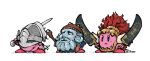  bloody_wolf_(elden_ring) bloody_wolf_(elden_ring)_(cosplay) blue_eyes closed_mouth copy_ability cosplay crossover dual_wielding elden_ring frown fusion helmet heybinsu highres holding holding_staff holding_sword holding_weapon kirby kirby_(series) no_humans raya_lucaria_sorcerer raya_lucaria_sorcerer_(cosplay) simple_background staff starscourge_radahn starscourge_radahn_(cosplay) sword tarnished_(elden_ring) tarnished_(elden_ring)_(cosplay) weapon white_background 