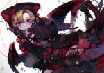  1boy androgynous animal_ears blonde_hair bow cat_boy cat_ears cat_pillow cat_tail demon_boy demon_wings eita_789 halo highres nail_polish original pillow red_eyes ribbon stuffed_animal stuffed_toy tail tail_bow tail_ornament thigh-highs white_background wings 