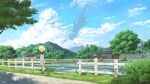  blue_sky building bus_stop clouds commentary_request cumulonimbus_cloud day fence house jing_(jiunn1985matw) landscape mountain no_humans original outdoors power_lines rice_paddy road scenery science_fiction shadow sky stairs tree 
