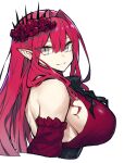  1girl bangs breasts detached_sleeves earrings fairy_knight_tristan_(fate) fate/grand_order fate_(series) flower hair_flower hair_ornament highres jewelry large_breasts long_hair looking_at_viewer melon22 pointy_ears sideboob sidelocks smile solo tiara 