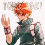  1boy artist_name blue_eyes boku_no_hero_academia burn_scar character_name highres joffeecup looking_at_hand male_focus messy_hair multicolored_hair parted_lips redhead scar scar_on_face simple_background solo todoroki_shouto two-tone_hair upper_body white_background white_hair 