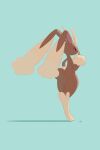  black_sclera colored_sclera from_behind full_body green_background hand_up highres looking_back lopunny mokuzou_(moku_ssbu) pink_eyes pokemon pokemon_(creature) solo standing symbol-only_commentary 