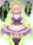  1girl absurdres alternate_costume apron bangs blonde_hair braid breasts french_braid frills green_eyes highres large_breasts maid maid_apron maid_headdress mizuhashi_parsee pointy_ears short_hair skirt solo sunnysideup touhou translation_request 