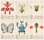  beedrill bug butterfly butterfree character_name claws commentary_request dragonfly from_behind heracross highres horns no_humans pokemon pokemon_(creature) pokeyugami scizor shedinja spikes translation_request yanmega 