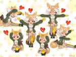  animal_ears blonde_hair coyote coyote_(kemono_friends) coyote_ears coyote_girl coyote_tail gloves kemono_friends kemono_friends_v_project kikuchi_milo looking_at_viewer meme microphone multicolored_hair necktie open_mouth shirt short_hair skirt smile tail virtual_youtuber 