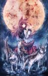 1girl animal_ears bangs brown_hair dress fingernails full_body highres imaizumi_kagerou long_fingernails long_hair long_sleeves looking_at_viewer looking_back open_mouth red_eyes red_nails standing tonan_(l0l0l0l0l0l) touhou wolf wolf_ears 
