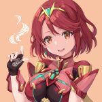  1girl amerika_juu_pan bangs breasts chest_jewel earrings fingerless_gloves gem gloves headpiece jewelry large_breasts pyra_(xenoblade) red_eyes redhead short_hair solo swept_bangs tiara xenoblade_chronicles_(series) xenoblade_chronicles_2 