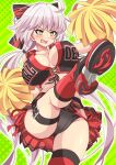 1girl bangs breasts cheerleader fate/grand_order fate_(series) highres holding holding_pom_poms jeanne_d&#039;arc_alter_(fate) large_breasts open_mouth pom_pom_(cheerleading) silver_hair solo xiafuizui yellow_eyes