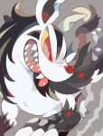  akadako animal_focus claws colored_sclera commentary_request dated_commentary grey_background mightyena no_humans one-hour_drawing_challenge open_mouth partial_commentary pokemon pokemon_(creature) red_eyes sharp_teeth simple_background slit_pupils solo teeth tongue tongue_out yellow_sclera 