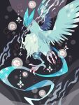  akadako animal_focus argyle articuno bird black_background claws closed_mouth commentary_request dated_commentary diamond_(shape) from_side full_body highres looking_back no_humans one-hour_drawing_challenge partial_commentary pokemon pokemon_(creature) red_eyes solo 