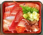  bento commentary food food_focus ginger lettuce no_humans original realistic roe shrimp tuna wasabi yasudagabou 
