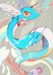  akadako animal_focus bright_pupils commentary_request dated_commentary dragonair full_body gem green_background head_wings highres no_humans one-hour_drawing_challenge partial_commentary pokemon pokemon_(creature) rainbow red_eyes red_gemstone solo white_pupils wide-eyed 