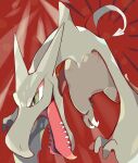  aerodactyl akadako animal_focus commentary_request dated_commentary emphasis_lines flying full_body green_eyes highres no_humans one-hour_drawing_challenge open_mouth partial_commentary pokemon pokemon_(creature) red_background sharp_teeth solo teeth tongue tongue_out 