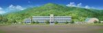  blue_sky building car clouds day ground_vehicle highres motor_vehicle mountain no_humans original outdoors scenery school sky tree user_peo4941 window 