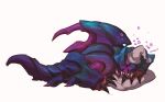  absurdres blush claws grey_background highres league_of_legends lech3asada monster no_humans pillow rek&#039;sai sharp_teeth simple_background sleeping solo teeth 