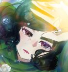  1girl black_eyes black_hair cape crying crying_with_eyes_open green_cape hand_up highres miranjo niiike442 ousama_ranking solo sunlight tears 