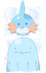  black_eyes commentary_request looking_at_viewer minashirazu mudkip no_humans parted_lips pokemon pokemon_(creature) quagsire runny_nose simple_background tongue tongue_out upper_body 