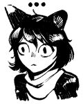  ... 1girl :&lt; ame-gosh animal_ears black_hair cat_ears cat_girl dungeon_meshi greyscale headshot izutsumi monochrome no_thoughts_head_empty scarf sketch wall-eyed 