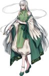  1boy absurdres braid chinese_clothes drampa full_body glasses green_footwear grey_hair hair_tubes highres kiseru long_hair moe_(hamhamham) personification pink_eyes pipe pokemon robe simple_background smoke standing very_long_hair white_background 