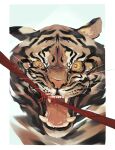  absurdres animal_focus aplysia05 border chinese_zodiac colored_sclera highres looking_at_viewer new_year no_humans open_mouth original portrait string string_of_fate tiger white_border wide-eyed year_of_the_tiger yellow_sclera 
