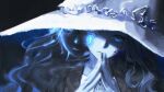  1girl blue_eyes blue_skin closed_mouth colored_skin cracked_skin elden_ring extra_faces hat head_tilt looking_at_viewer one_eye_closed own_hands_together ranni_the_witch solo whitem_(whiteemperor2020) witch_hat 