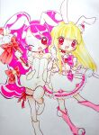  absurdres alternate_costume cosplay costume_switch cure_whip highres kirakira_precure_a_la_mode marker_(medium) precure tokyo_mew_mew traditional_media 