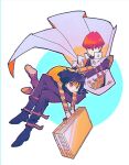  2boys arm_belt black_hair briefcase bright_pupils brown_hair closed_mouth coat crossed_arms film_grain frown hair_between_eyes hatching_(texture) holding holding_briefcase kaiba_mokuba kaiba_seto long_hair looking_at_viewer male_focus multiple_boys open_clothes open_coat siblings smile tenteko_mai51 violet_eyes white_coat white_pupils yu-gi-oh! 