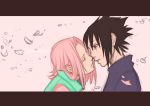  black_hair closed_eyes duo female haruno_sakura male naruto pink_hair spiky_hair tagme uchiha_sasuke 