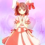  black_hair bow bunny_ears dress heart heart_hands ibaba inaba_tewi rabbit_ears red_eyes ribbon short_hair smile touhou 