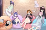  .live animal_ear_fluff animal_ears black_hair blue_hair brown_hair fox_ears fox_girl fox_tail hanakoto_igusa highres irodori_mayoi island_fox_(kemono_friends) kemono_friends kemono_friends_v_project long_hair looking_at_viewer mizugame_mia multicolored_hair necktie open_mouth pink_hair rascala39 re:act rurun_rururica sakurazuki_kanon shirt shrims silver_hair simple_background skirt smile tail twintails virtual_youtuber 