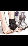  1girl amonitto boots boots_removed cast commentary_request feet feet_only foot_focus highres letterboxed shadow toes tokai_teio_(umamusume) umamusume white_footwear 