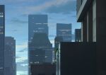  america artist_name blue_sky building bush city cityscape clouds commentary_request light morning no_humans ogata_tank original outdoors scenery sky sunrise watermark 