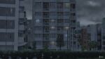  artist_name balcony building cityscape clouds cloudy_sky commentary_request dark_clouds highres instagram_username isbeyvan japan lamppost no_humans original outdoors power_lines rain road_sign scenery sign sky tree utility_pole watermark window 